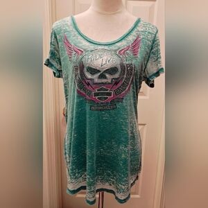 Harley Davidson Burnout T-shirt w Front & Back Graphics.